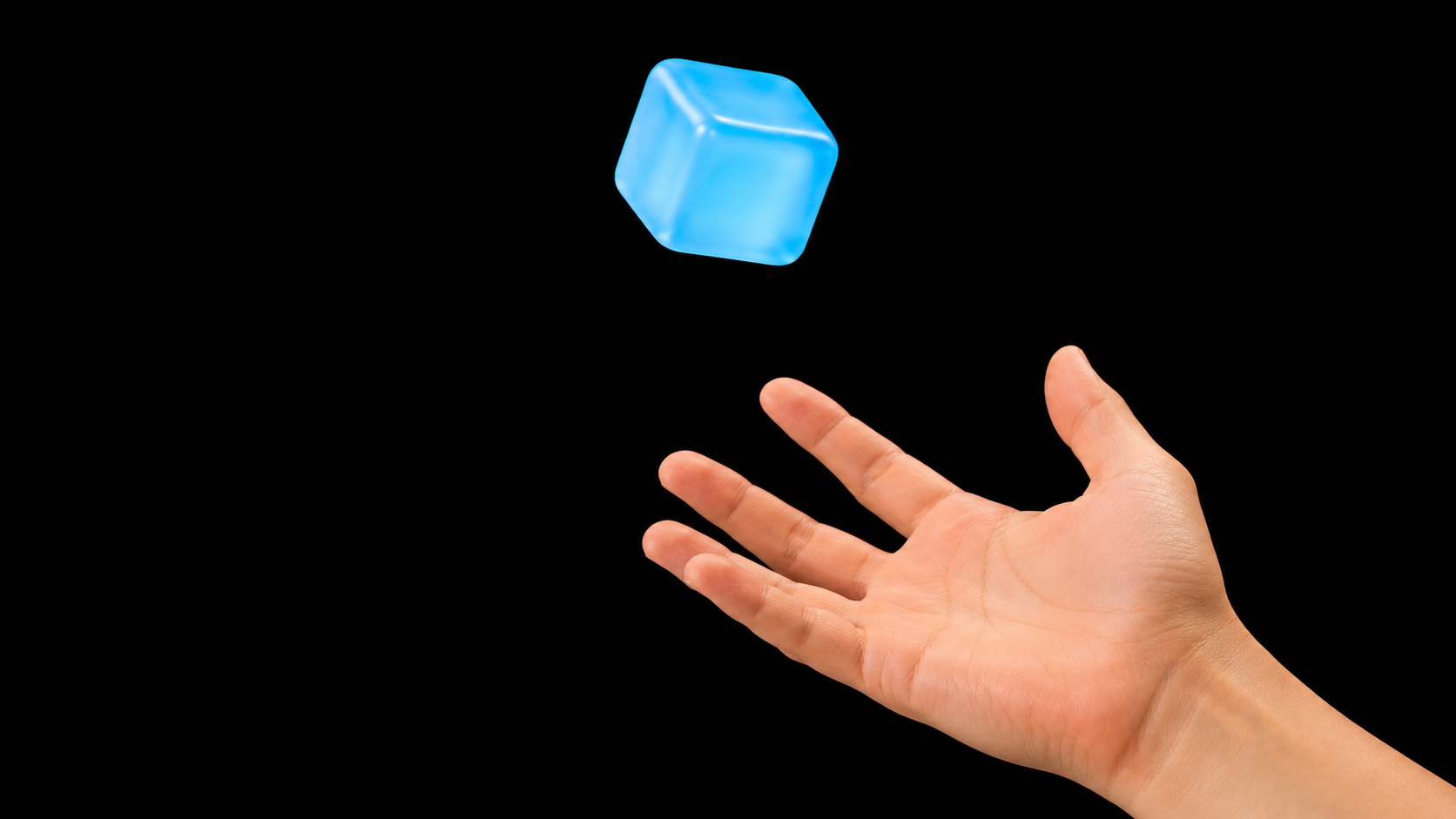 Tossing and catching a blue Plimbo cube